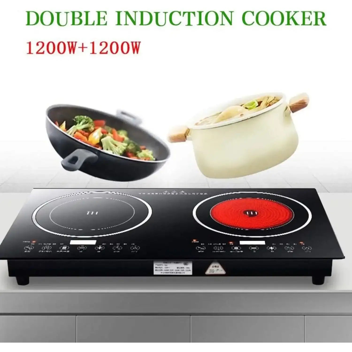 Portable Electric Induction Cooker 2200W Dual Induction Cooktop Double Burner