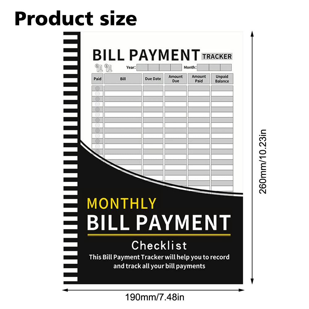 Monthly Bill Payment Book – Portable Checklist Bill Organizer Notebook for Home & Office
