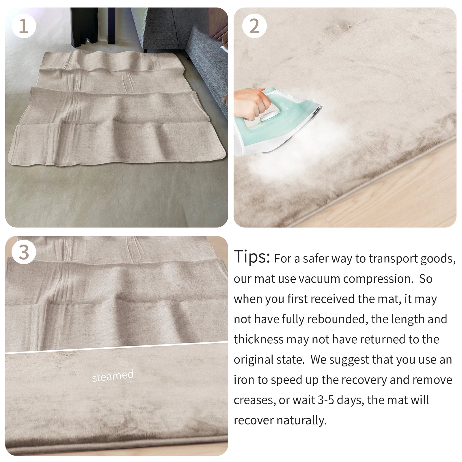 Khaki Water-Repellent Baby Play Mat – Soft Velvet Non-Slip Floor Rug for Crawling & Activities