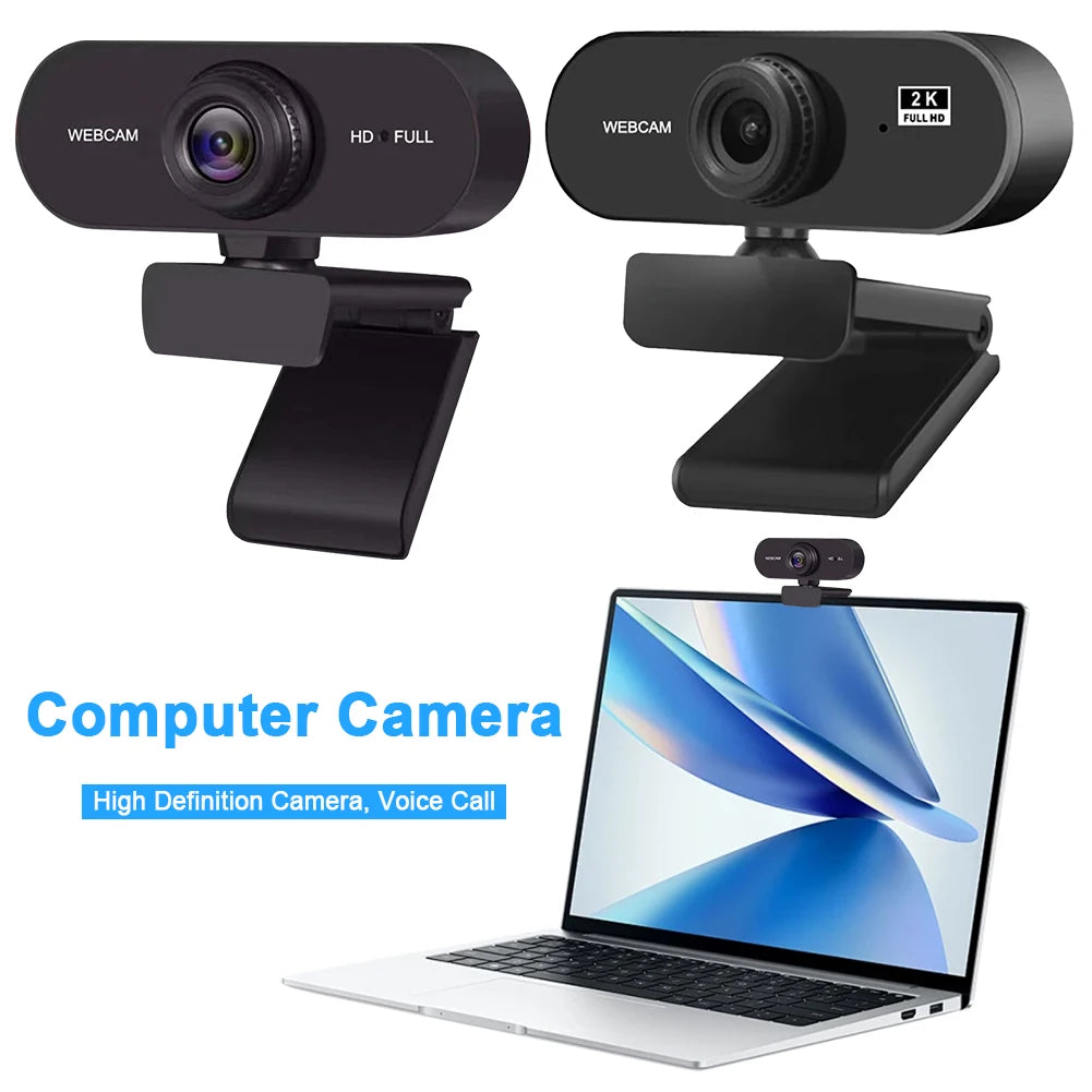 USB HD 1080p/2K Webcam – Plug & Play Web Camera with Microphone for PC, Laptop, Conferencing & Video Calling