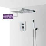 Chrome Shower Faucet Set – 2/3-Way Rainfall System with Brass Mixer & Diverter (8–16" Head, Wall-Mounted, Embedded Box Control)