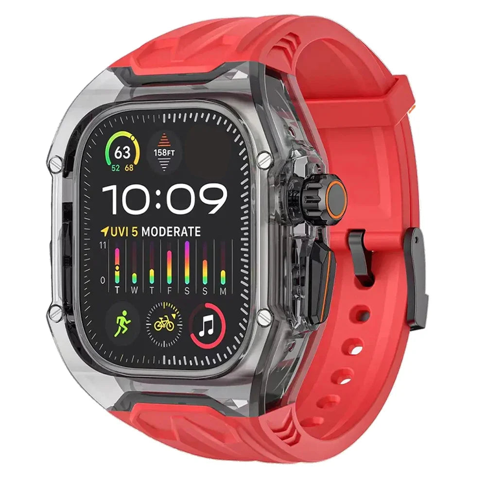 Apple Watch Modification Kit – Transparent Protective TPU Case + Strap for Ultra, Series 9/8/7/6/5/4 (45mm/44mm/49mm)