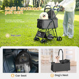 Wedyvko Luxury Detachable Pet Stroller & Rolling Carrier – Four-Wheeled Universal Dog Cart with Cup Holder and Travel Bag