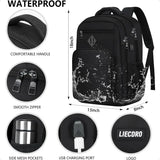 Black Backpack for Men & Boys – 15.6″ Laptop School Bag with USB Charging Port