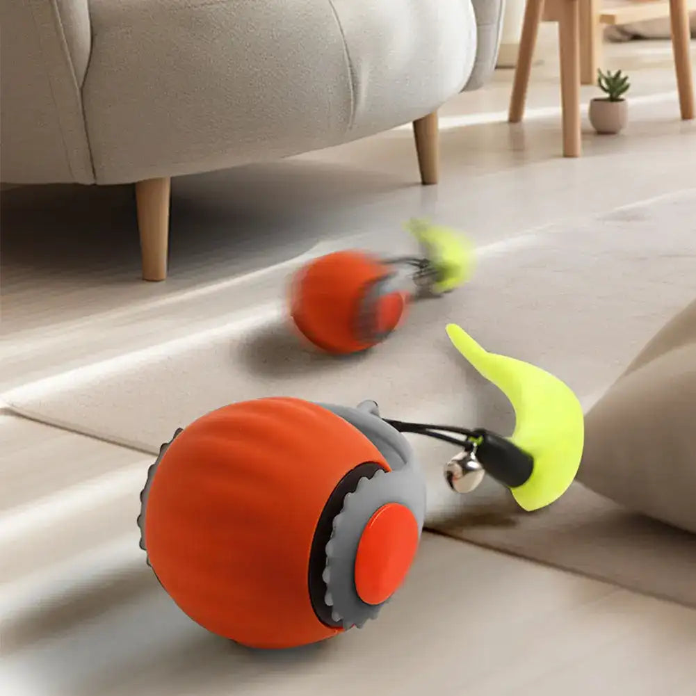 Interactive Rolling Ball Toy for Cats & Small Dogs – USB Rechargeable Smart Pet Wheel with Faux Tail