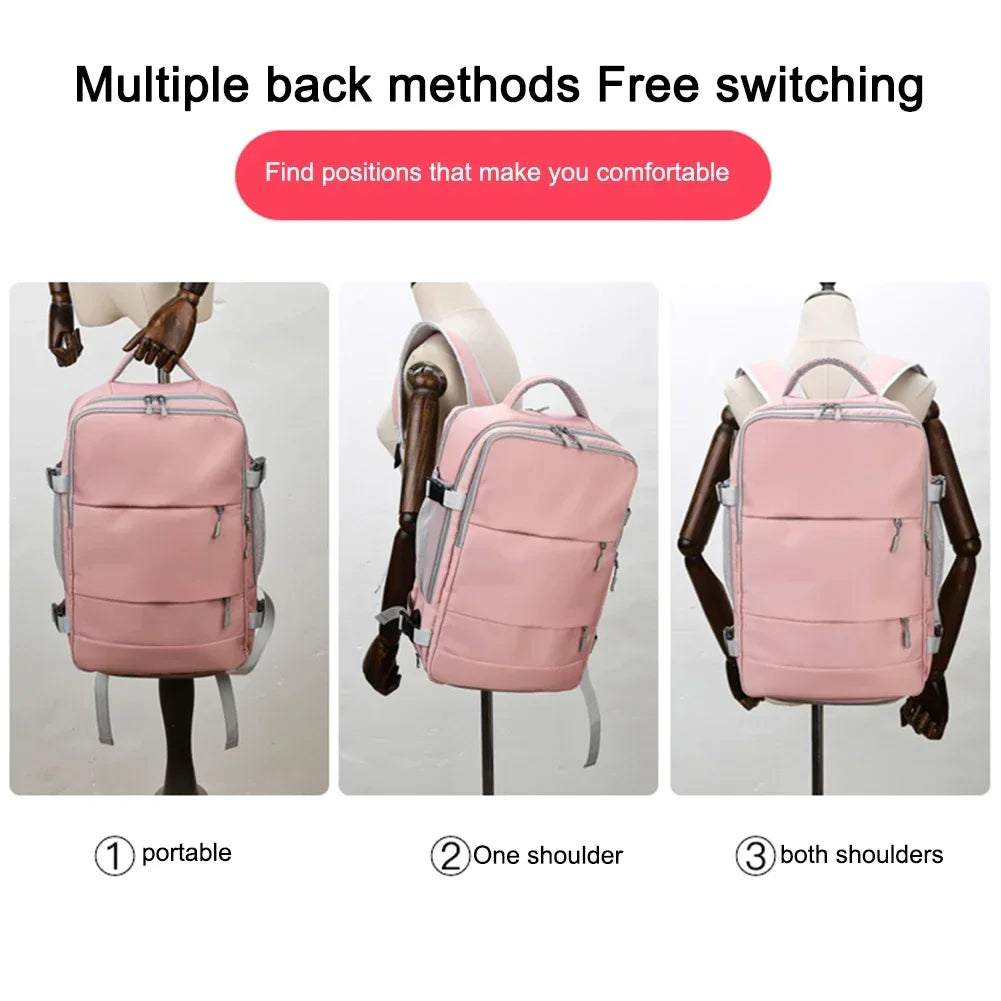 35L Waterproof Travel Backpack for Women – Dry & Wet Separation Laptop Bag with USB Charging Port