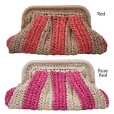 Handmade Straw Cloud Clutch – Woven Dumpling-Style Designer Pouch for Women, Outdoor Travel & Summer Fashion