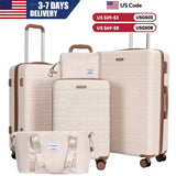 3-Piece ABS Hardshell Spinner Luggage Set with TSA Lock – Double Spinner Wheels Travel Suitcases 20″/24″/28″