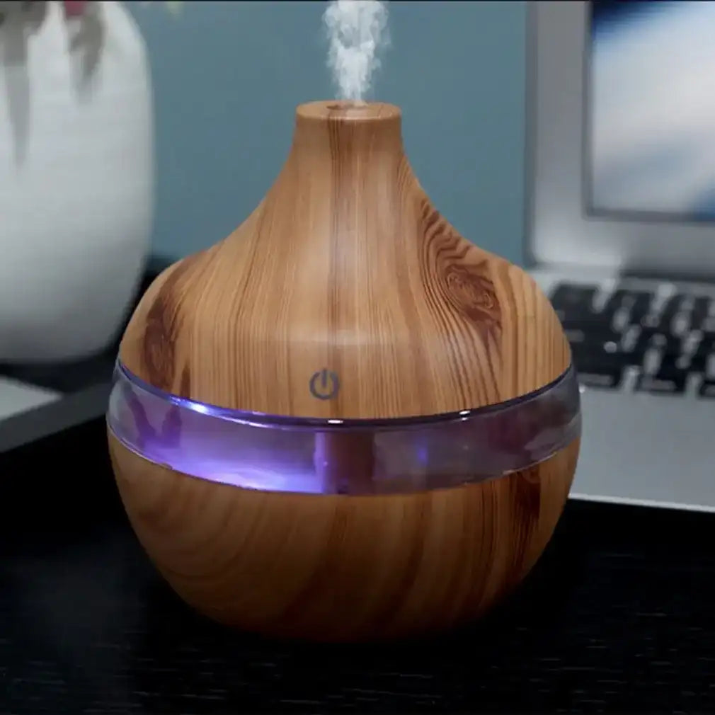 USB Cool Mist Sprayer – 300ml Portable Air Humidifier & Essential Oil Aroma Diffuser with Colorful Night Light for Home & Car