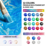 32-Color Mica Glitter Powder Set – Craft Supplies for Candle, Resin, Paint & DIY