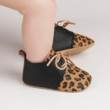 Retro Leopard Print Baby Shoes – Soft Leather First Walkers with Non-Slip Sole (0-24 Months)