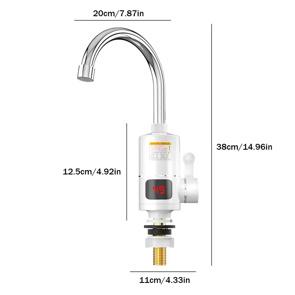 3000 W Instant-Heat Mixer Tap – Electric Hot & Cold Water Faucet with LCD Display & 360° Swivel