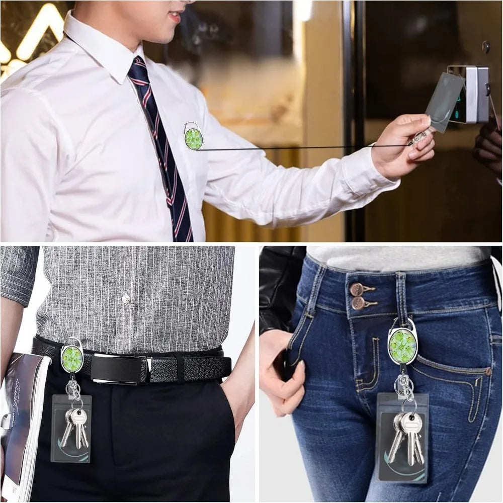 🪪 ID Badge Holder with Lanyard & Retractable Reel – Keychain Clip, Name Tag & Card Holder for Office & Work