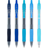 G2 Premium Gel Pens – Assorted Blue Ink, Fine Point 0.7mm, Smooth Writing with Ergonomic Grip – 5 Pack