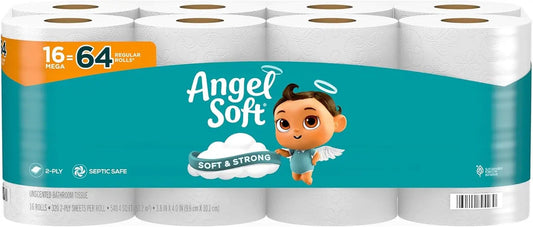 Soft Toilet Paper – Strong & Gentle Tissue, Available in 4, 8, 16 & 48 Mega Rolls (Equivalent to 16, 32, 64 & 192 Regular Rolls)