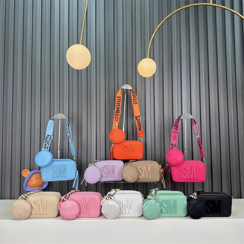 Women’s Small Square Camera-Bag Style Crossbody – Wide Strap, Trendy 2024 SS