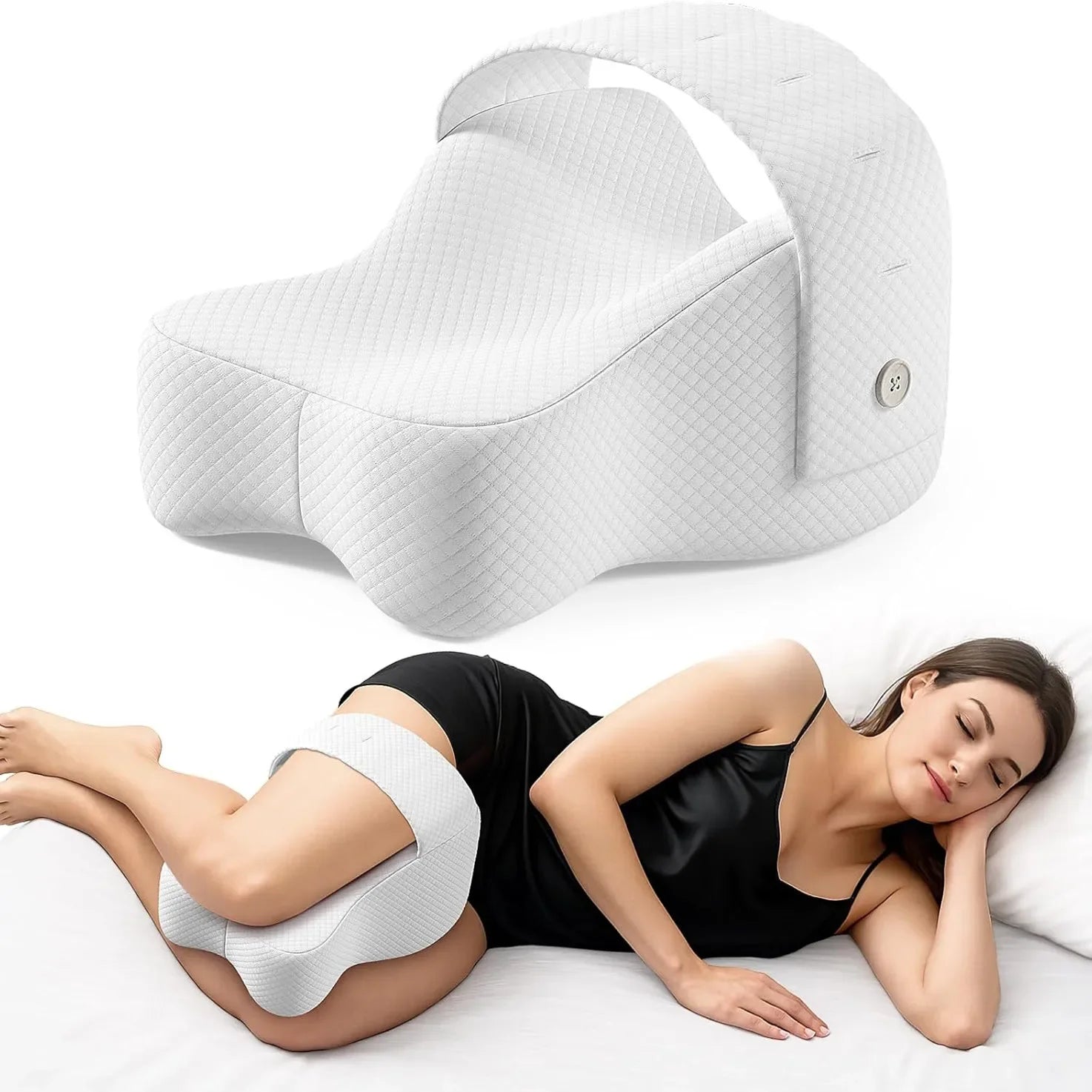 Memory Foam Knee Pillow – Orthopedic Leg, Hip & Spine Alignment Pillow for Sciatica Relief, Pregnancy & Side Sleepers