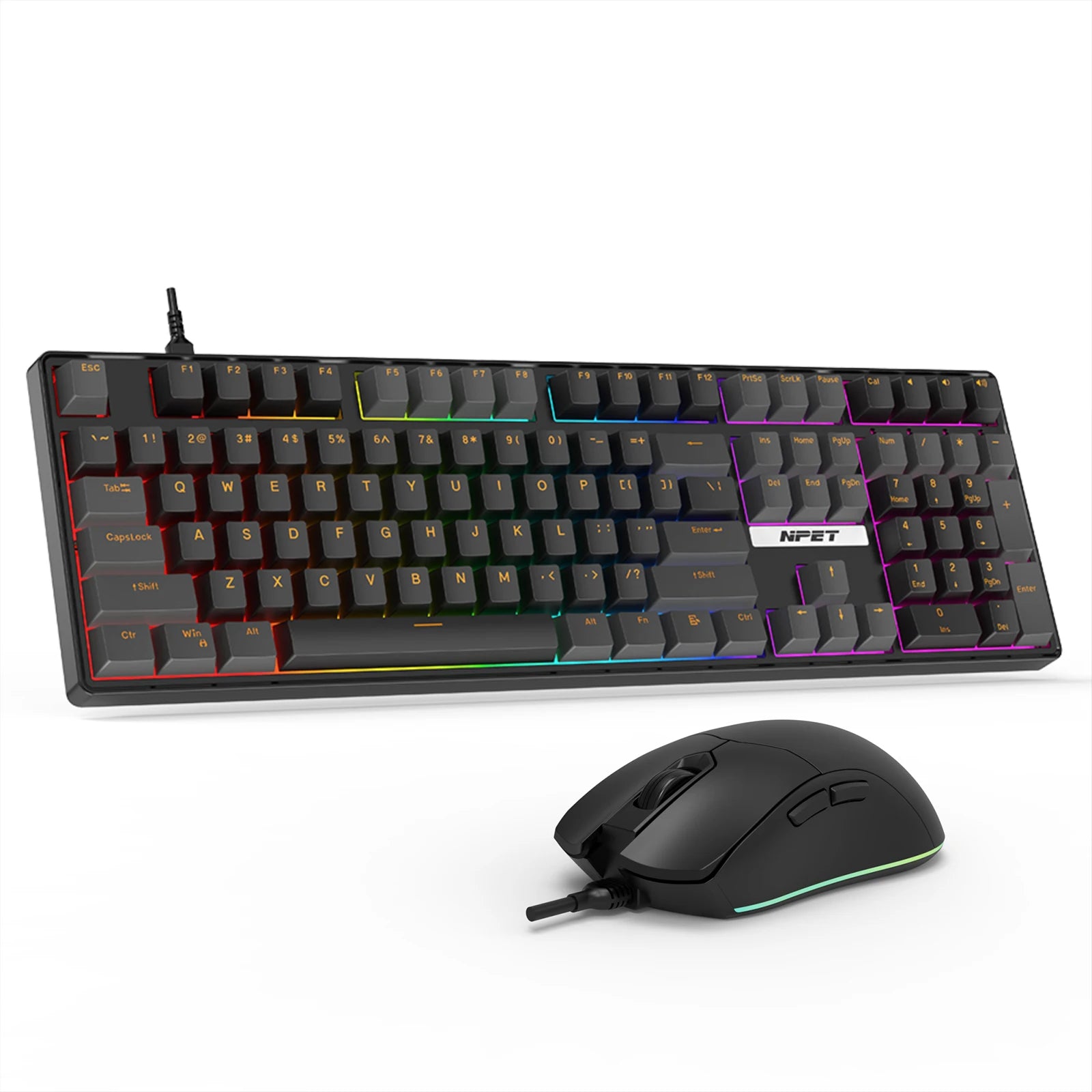 NPET K10V3 Gaming Keyboard – 104-Key Wired RGB Backlit Keyboard for Windows Laptop