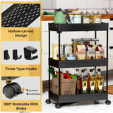 3-Tier Mobile Storage Cart – Bathroom & Laundry Organizer Utility Cart with Wheels