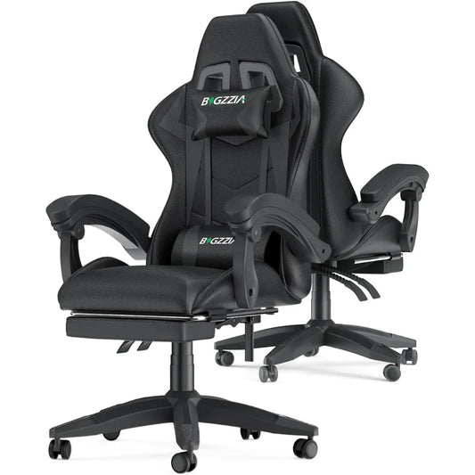 Ergonomic Gaming Chair with Footrest – Racing Style Computer Chair with Lumbar Support, Adjustable Height, Reclining Back & Headrest