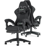 Ergonomic Gaming Chair with Footrest – Racing Style Computer Chair with Lumbar Support, Adjustable Height, Reclining Back & Headrest