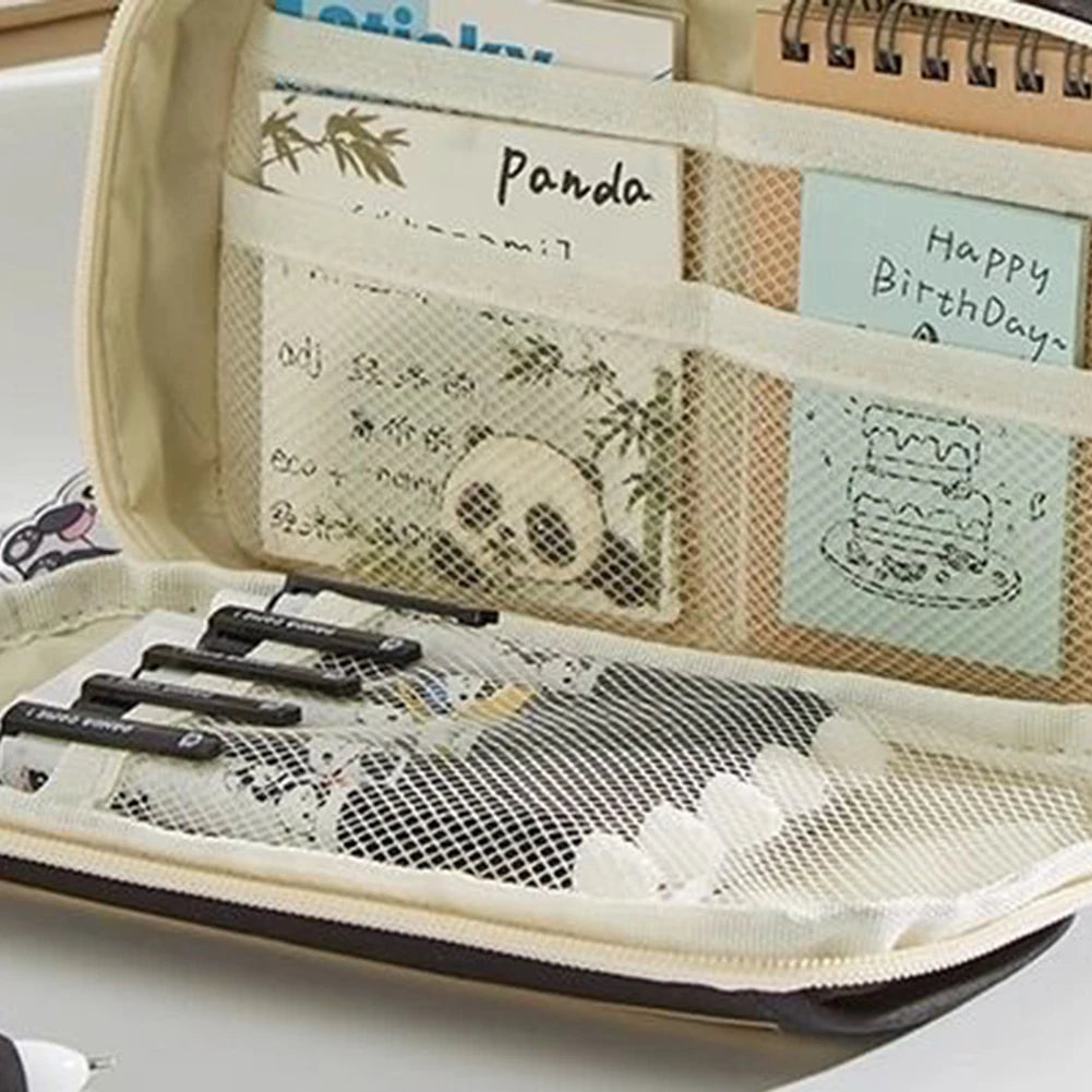 9-Layer Kawaii Capybara Zipper Pencil Case with Stickers – Canvas Stationery Storage Pouch