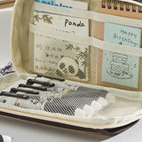 9-Layer Kawaii Capybara Zipper Pencil Case with Stickers – Canvas Stationery Storage Pouch