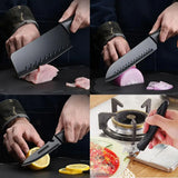 “Black Premium Kitchen Knife Set – Chef & Fruit & Cleaver + Cutting Board & Egg Mold”