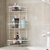 White 3-Tier Rustproof Metal Corner Shelf – Space-Saving Organizer for Bathroom, Kitchen & Living Room