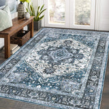 8x10 Washable Vintage Medallion Area Rug – Soft Low-Pile Non-Slip Accent Carpet for Living Room & Bedroom