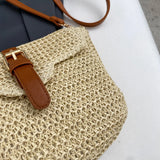 Women’s Summer Straw Tote Bag – Handmade Woven Paper Rope Crossbody with Adjustable Straps, Fashion Mobile Phone Bag