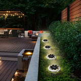 8PCS Solar Power Disk Lights – 8 LED Outdoor Garden Ground Lights | Waterproof Pathway, Deck & Landscape Illumination