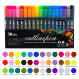 Metallic Double Line Pens Set (12 / 24 / 36 Colors) – Decorative Outline Pens for Scrapbooking & Card Writing