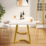 Tribesigns 55" Gold Dining Table – Modern White Faux Marble Top with Golden Metal Legs | Elegant Dining Room Table for 6