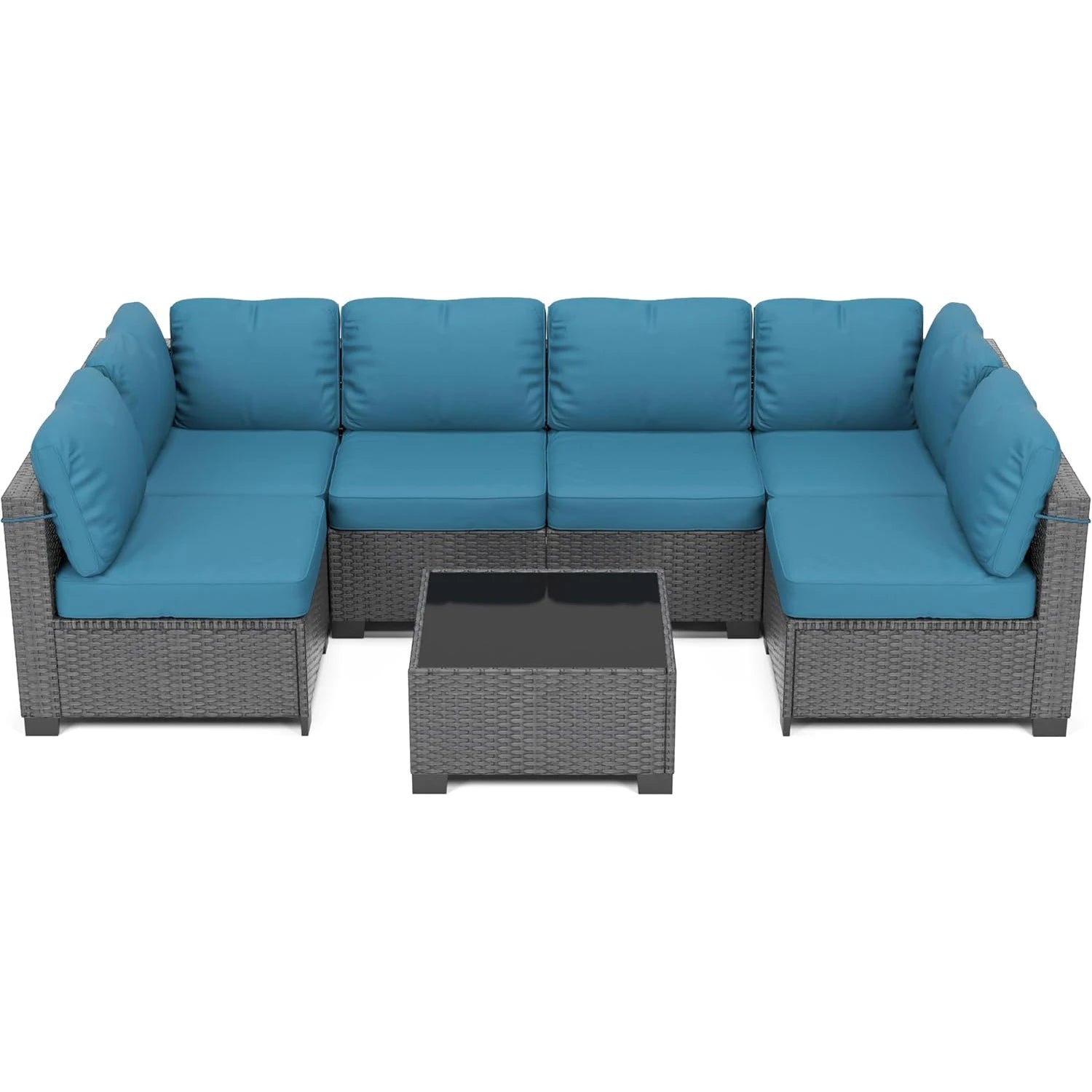“7-Piece Modular Outdoor Furniture Set – PE Rattan Wicker Sectional Sofa with Cushions for Garden, Balcony & Patio”