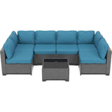 “7-Piece Modular Outdoor Furniture Set – PE Rattan Wicker Sectional Sofa with Cushions for Garden, Balcony & Patio”