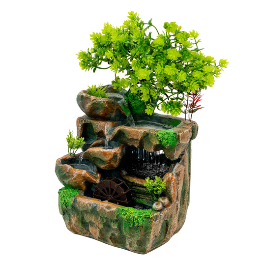 LED Tabletop Resin Fountain – Rockery Water Ornament with LED Light for Relaxing Home & Office Décor