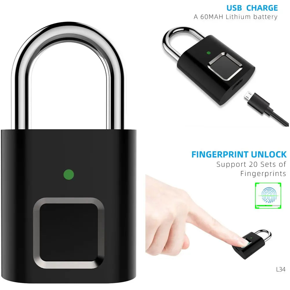Smart Fingerprint Padlock with Tuya APP – Waterproof Portable Anti-Theft Keyless Lock