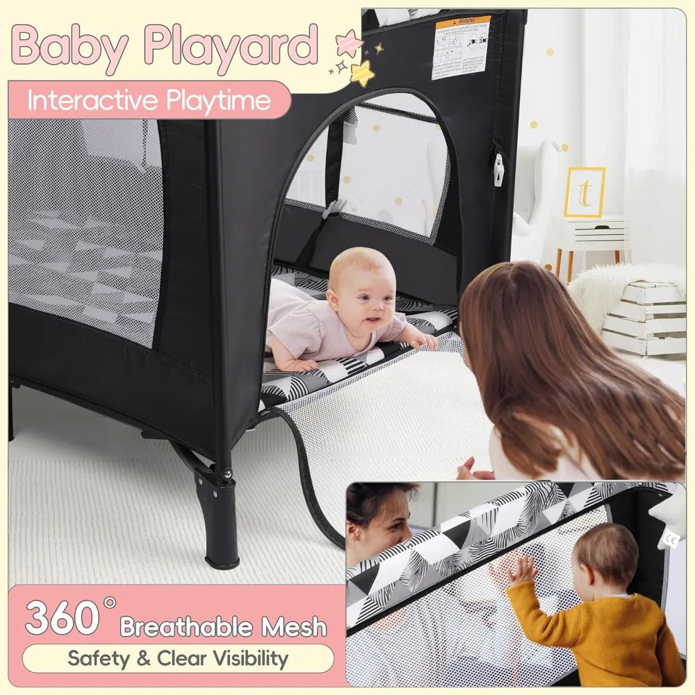 “5-in-1 Baby Bassinet Bedside Sleeper – Portable Baby Crib & Pack and Play with Changing Table, Storage & Carry Bag”