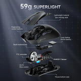 MambaSnake X Attack Shark R1 Wireless/Wired Gaming Mouse – 59g Superlight with PAW3311 Sensor, BT & 2.4G Tri-Mode Connectivity