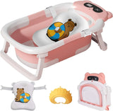 Foldable Baby Bathtub with Thermometer & Floating Cushion – Newborn to Toddler (0-36 Months)
