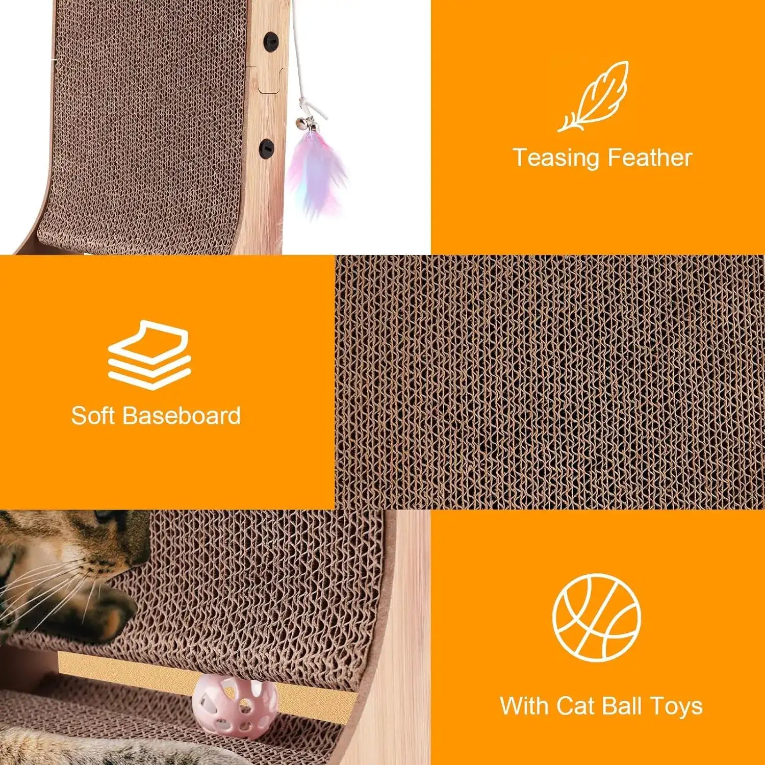 L-Shape Cat Scratcher – 23.6" Cardboard Cat Scratch Pad for Indoor Cats, Protects Furniture, Multi-Angle Cat Scratching Lounge