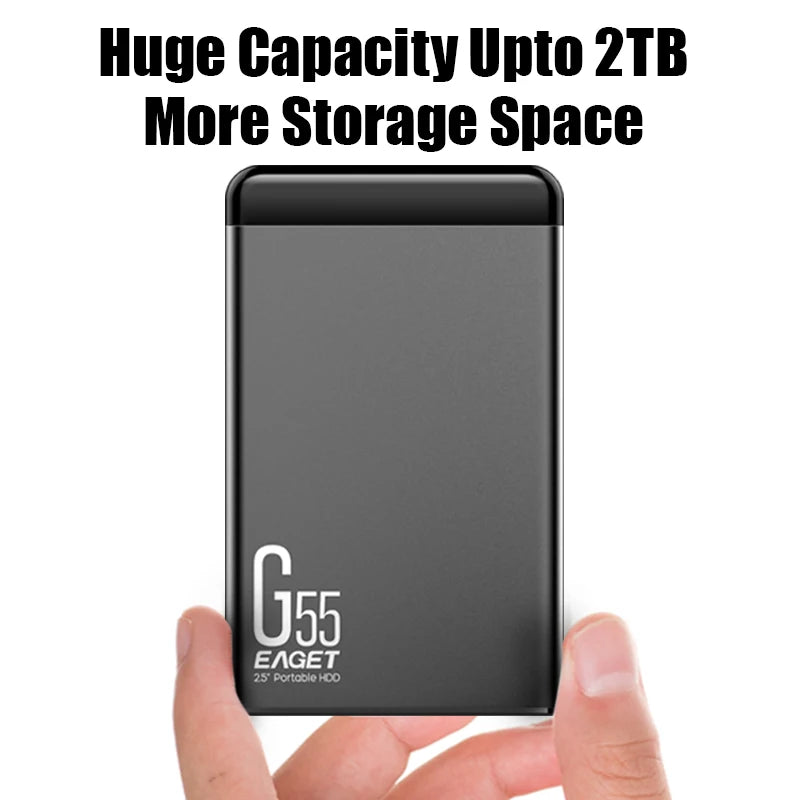 Eaget 2.5 Portable External HDD - 500GB/1TB/2TB, USB 3.0, 5400 RPM For Laptop & Desktop