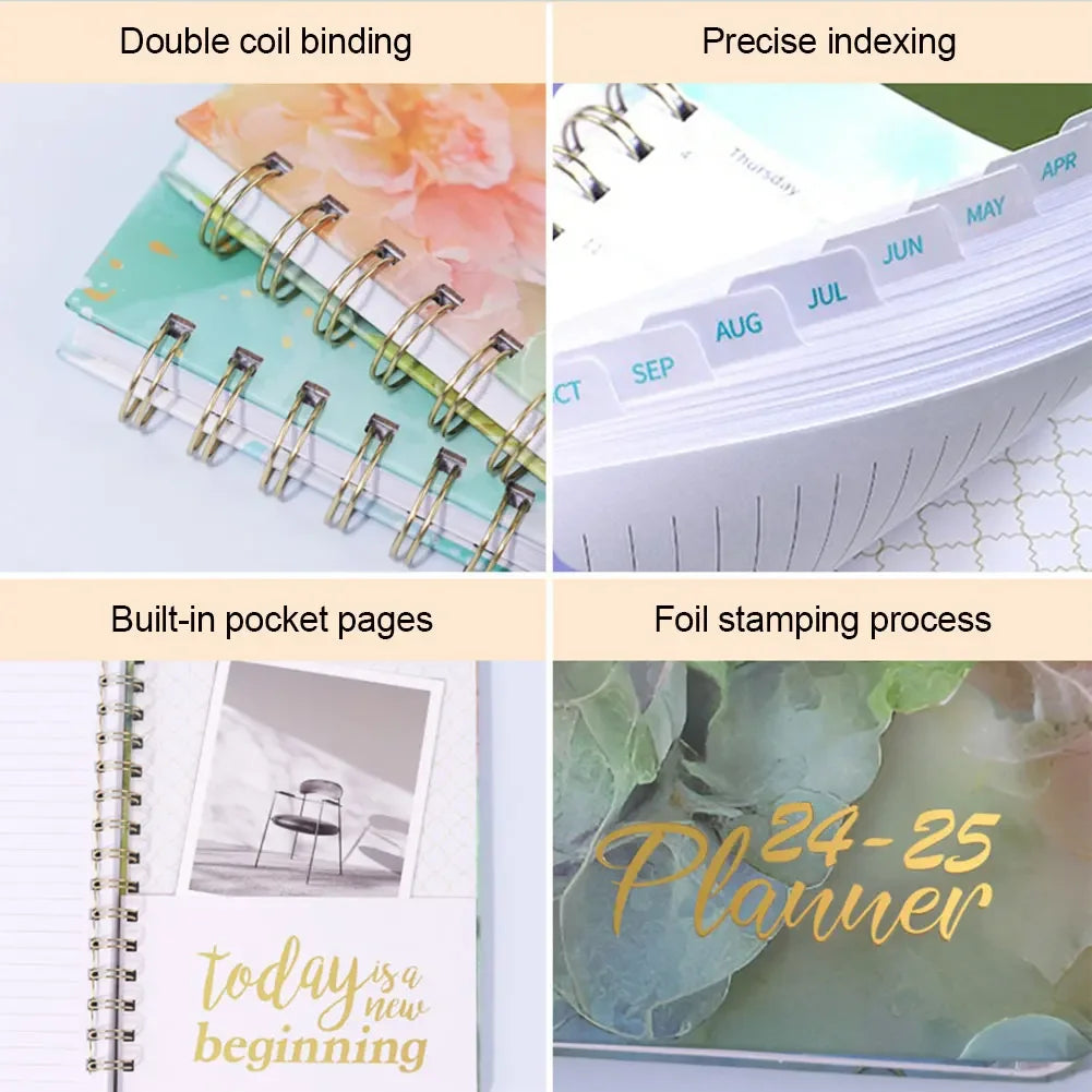 2025 Weekly Planner – A5 Spiral-Bound Monthly Calendar Notebook for Office & School 📅