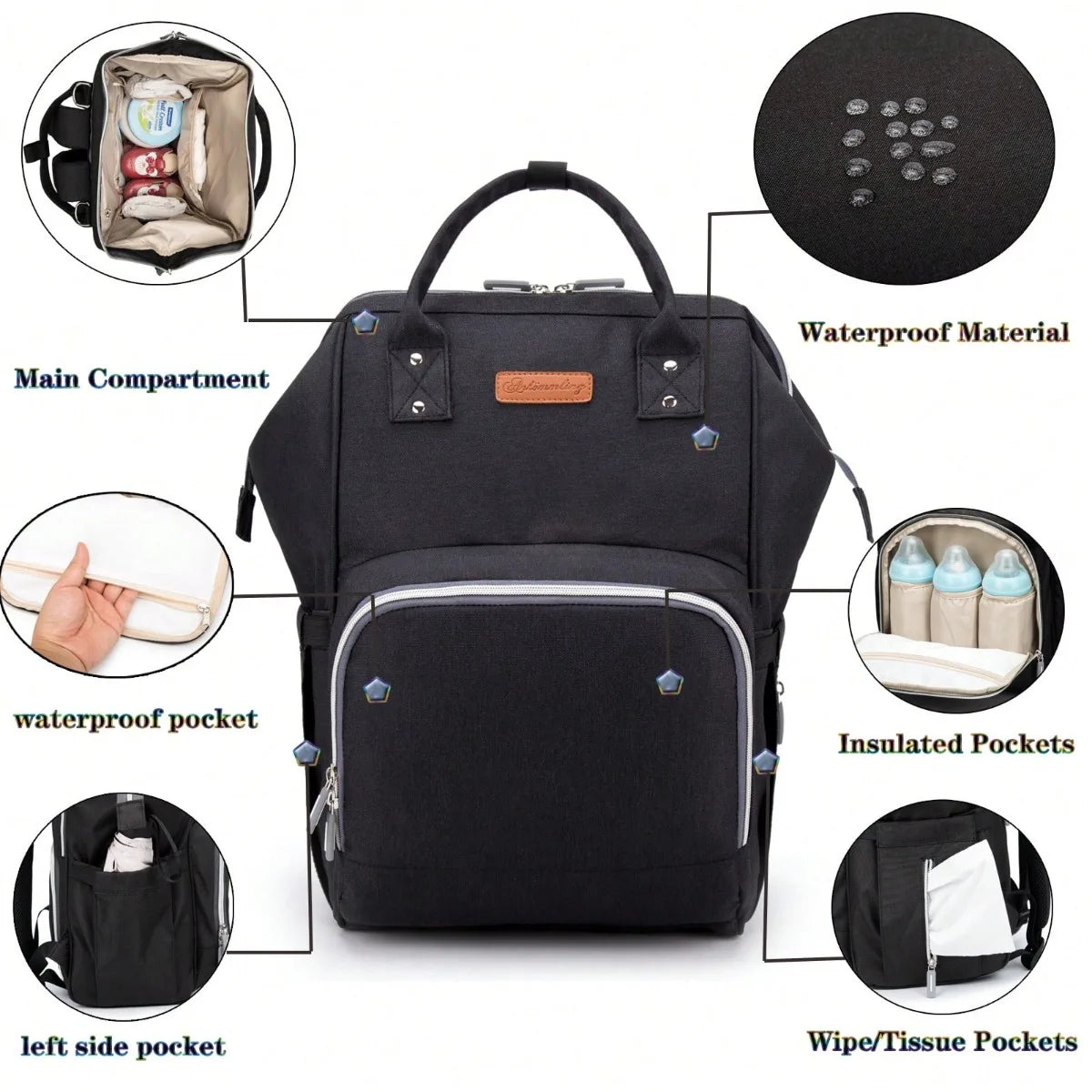 Stylish Baby Diaper Bag Backpack – Large Multi-Function Nappy Bag with Changing Pad | Travel Baby Care Backpack for Moms & Dads