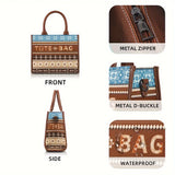 2PCS Bohemian Style Tote Bags – Retro Canvas & Leather Handbags for Women, Splash-Resistant Design