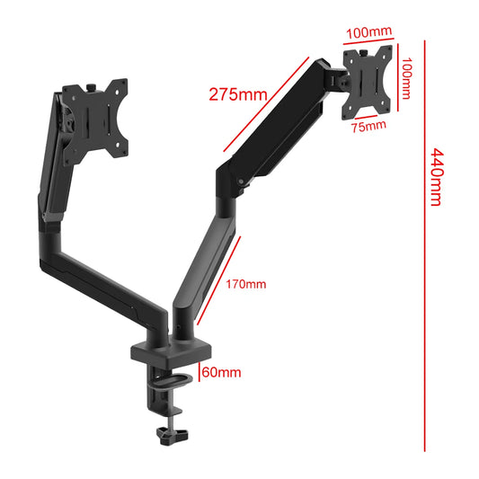 Dual Monitor Stand – Fully Adjustable Desk Mount with Expandable Monitor Arms for 13″–32″ Screens, Home & Office Use