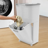Movable Freestanding 2-Layer Laundry Basket – Detachable Dirty Clothes Storage with Wheels for Laundry Room & Balcony