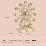 “Robotime Rolife 232PCS 3D Wooden Ferris Wheel Model Kit – DIY Rotatable Assembly Puzzle Toy & Gift for Kids & Adults”