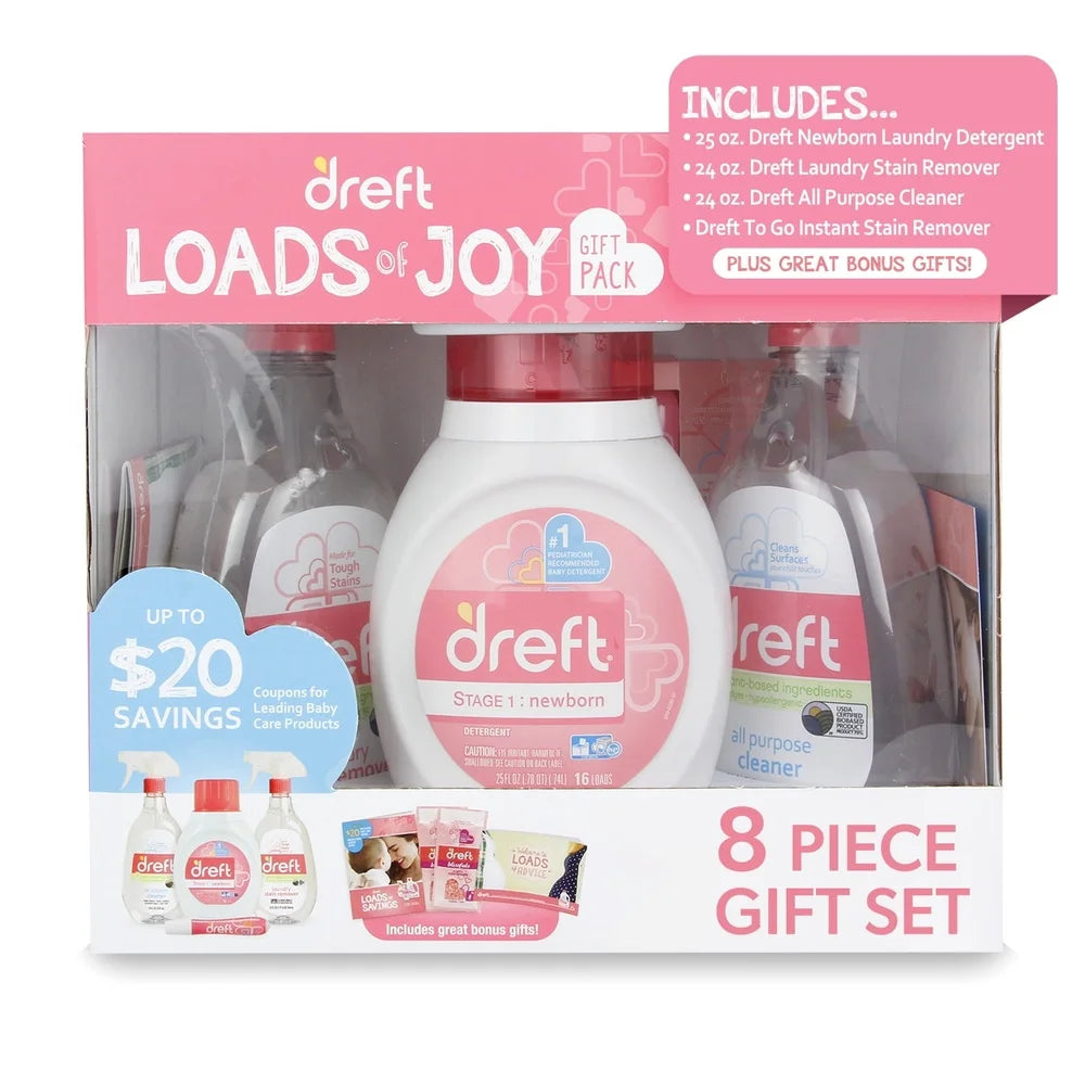 Gentle Baby Gift Set – Hypoallergenic Laundry Detergent, Stain Remover & In-Wash Scent Booster (8-Piece Plant-Based Essentials)